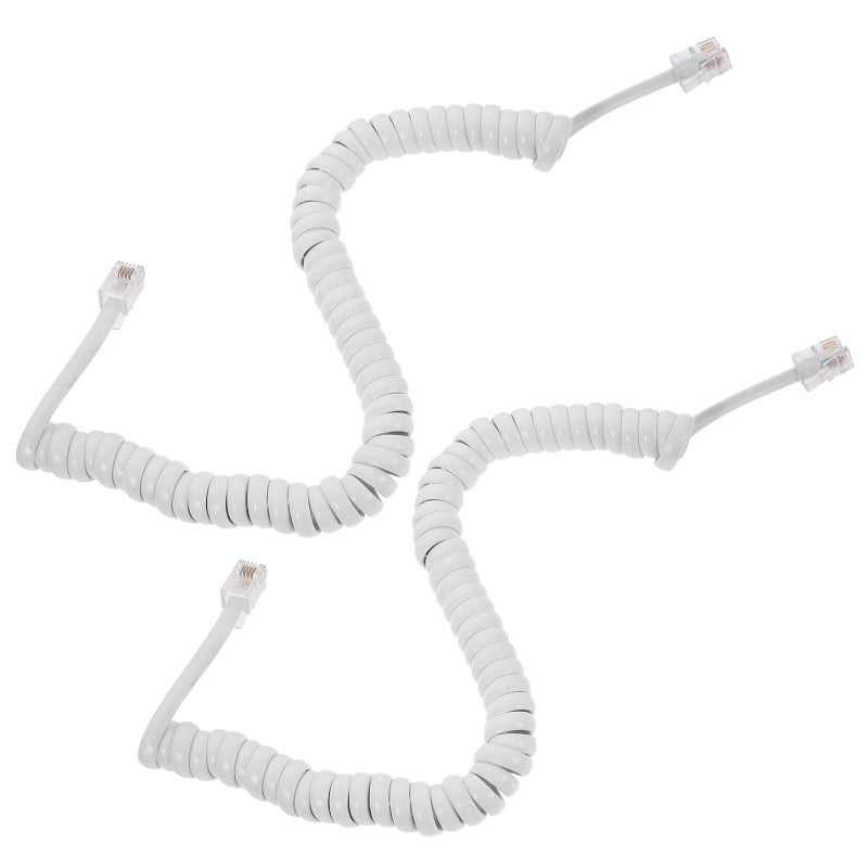 2pcs Coiled Telephone Cord Landline Phone Cable Flexible Signal Transmission Easy Installation Compatible With Corded Phones Black - Image 2