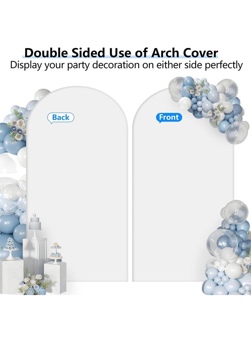 RATSAW 6FT Wedding Arch Backdrop Cover Spandex Fitted White Wedding Arch Covers Round Top Chiara Arches Backdrop Cover for Birthday Party Ceremony Banquet Decoration - Image 5