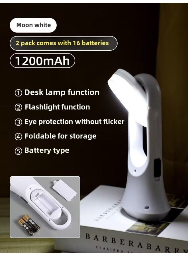Flashlight Student Dormitory Small Portable Eye Protection Reading Special Night Reading Flashlight Junior High School Residential School Battery Night Light-Product Specifications:High Quality Flashlight - White 2 Pack (16 Batteries Included)  - Image 1