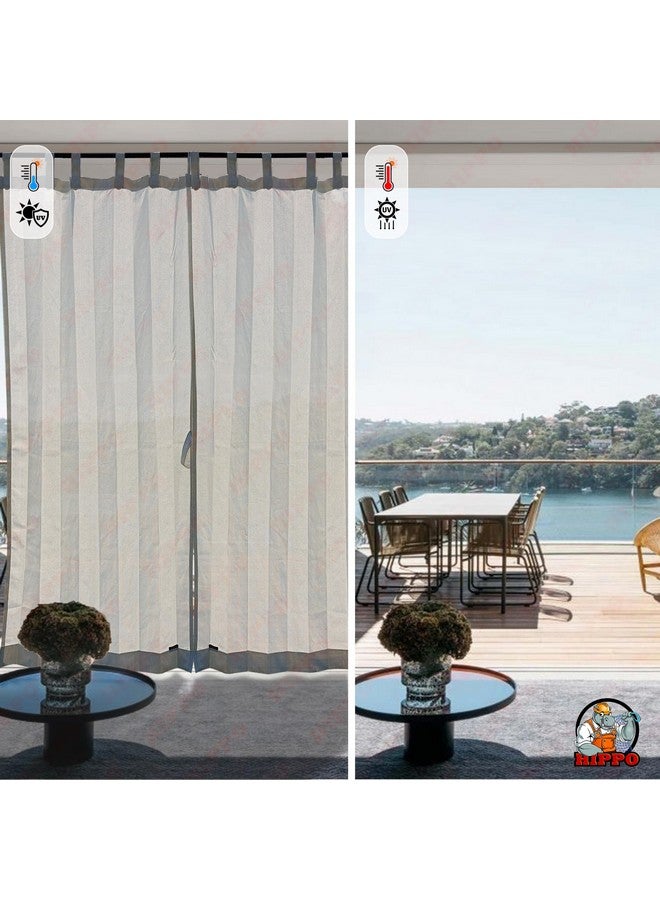 Hippo HIPPO 160 GSM Outdoor Sun Blocking Balcony Loop Curtains Sun & UV Protection, Light Filtering 8FT Door Curtain (4.5FTX8FT, Sand-White, 2 PC) - Image 2