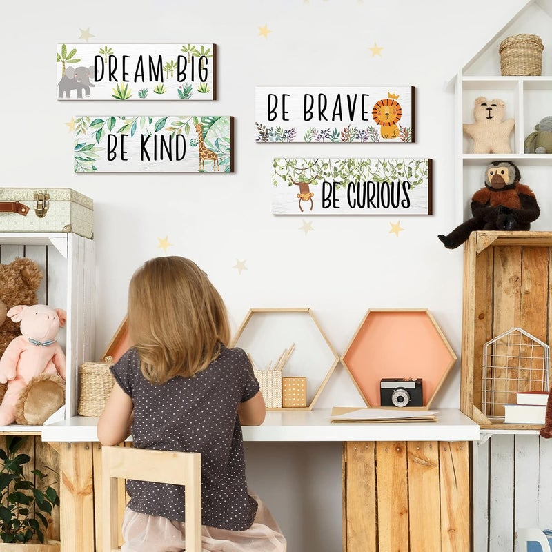 Yookeer ديكور غرفة الأطفال من يوكير 4 قطع فنون جدارية سفاري - Image 4