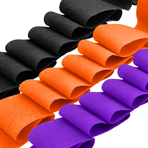 jiebor Crepe Paper Streamers for Halloween Black Orange Purple Crepe Paper Roll Halloween Party Room Wall Decor, 9 Rolls 738 Ft - Image 4
