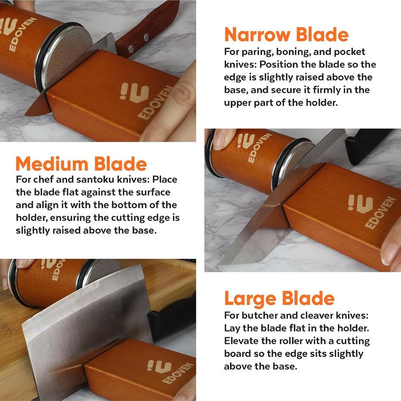 EDOVEN Rolling Knife Sharpener Kit - Beech Wood Magnetic Rolling Sharpener for Knives with 15 & 20 Degree Angles - Elegant Gift for Chefs & Cooks - Knife Sharpening Kit for Kitchen & Pocket Knives - Image 4