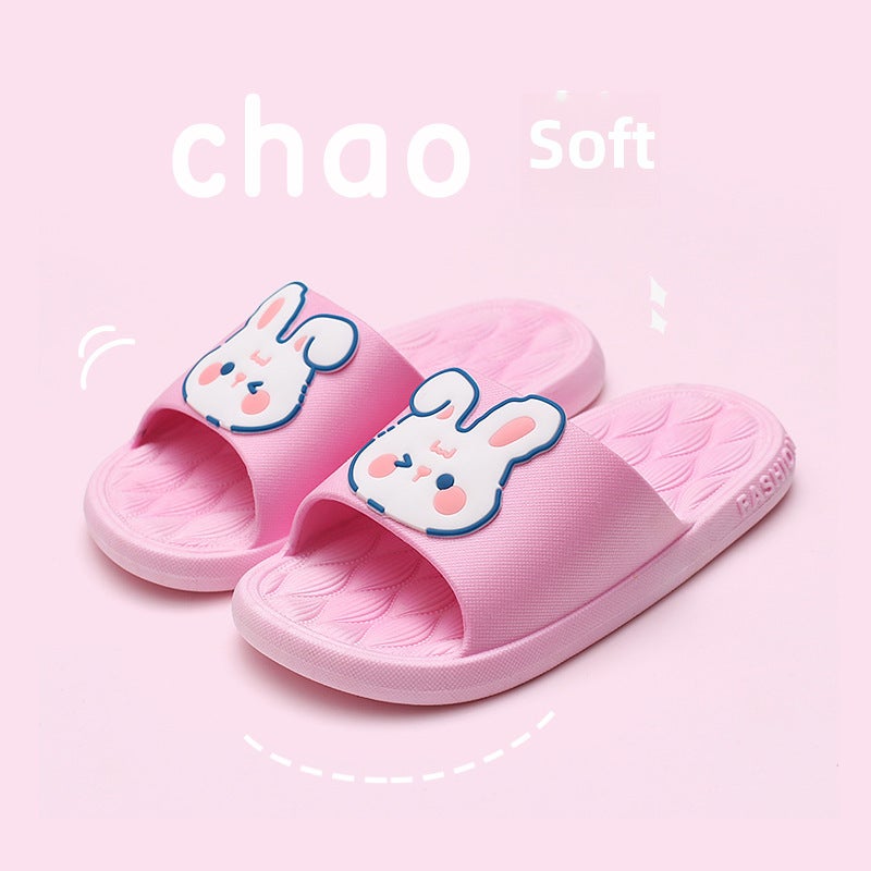 Kids Cute Cartoon Summer Slippers Pink-Rabbit