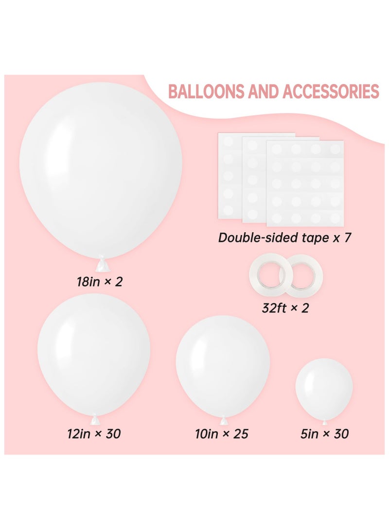 87pcs White Balloons Different Sizes 18 12 10 5 Inches for Garland Arch, Premium Party Latex Balloons for Birthday Party Wedding Anniversary Baby Shower Party Decoration - Image 2