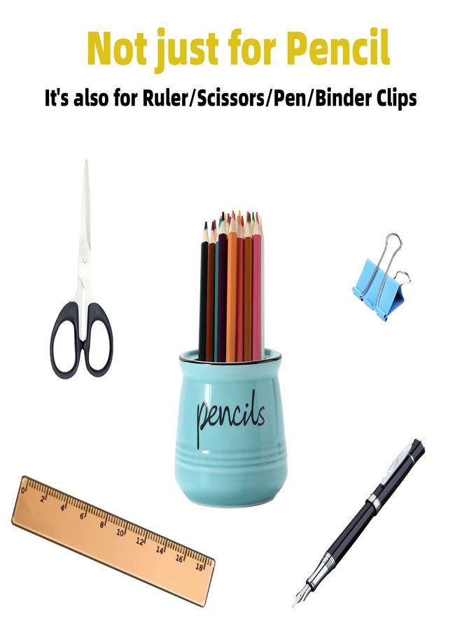 ONTUBE Porcelain Pencils Holder Stand,Ceramic Pens Holder (Turquoise) - Image 3