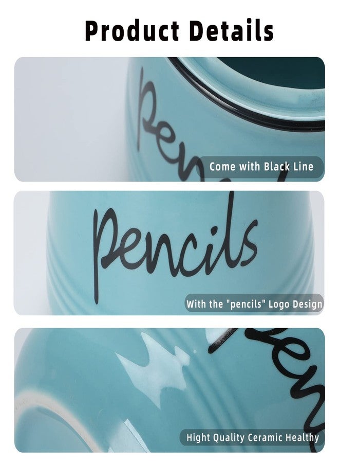 ONTUBE Porcelain Pencils Holder Stand,Ceramic Pens Holder (Turquoise) - Image 5