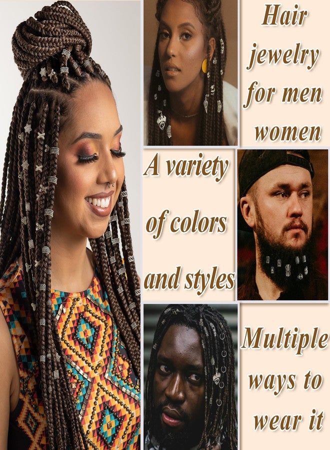 Fscwlmon 242PCS Vikings Hair Clips Jewelry for Women Men Norse Runes Tube Beads Loc Accessories Metal Braids Clip Cuffs for Dreadlock Viking Beard Hair Beads Bracelet Necklace DIY Pirate Decor Silvery - Image 3