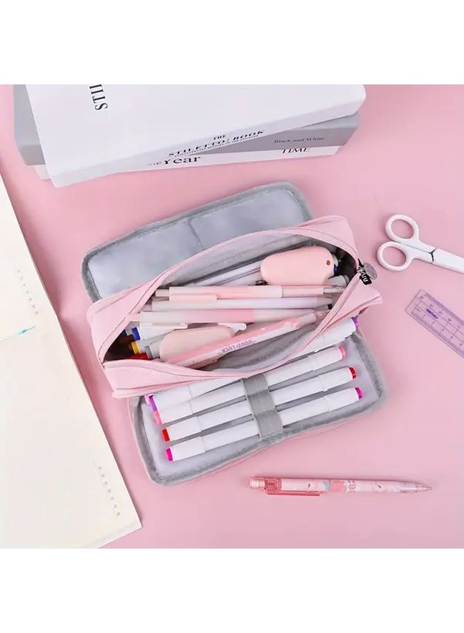 Sky Blue Influencer Style Pencil Case Multi Compartment Organizer For School Office Cosmetics - Image 3