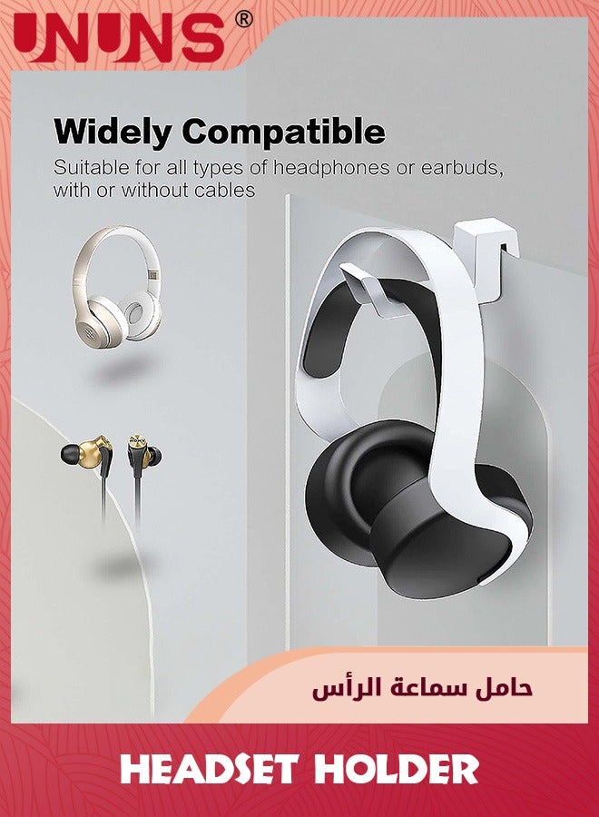 UNUNS Headset Holder,2 Pcs Headphone Stand Hanger,Universal Headset Controller Stand For PS5/XBOX/XS,Earphone Hook Hanger Shelving Headset Stand Holder,For Most Gaming Headsets,Storage Bracket,White - Image 3