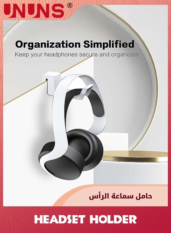 UNUNS Headset Holder,2 Pcs Headphone Stand Hanger,Universal Headset Controller Stand For PS5/XBOX/XS,Earphone Hook Hanger Shelving Headset Stand Holder,For Most Gaming Headsets,Storage Bracket,White - Image 4