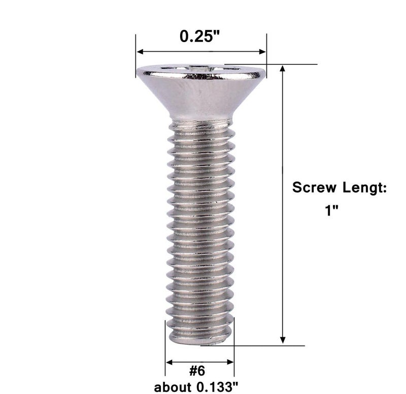 VAMUOEFL #6-32 x 1 Phillips Flat Head Machine Screws, Stainless Steel 304 (18-8), UNC Coarse Thread, Countersunk Head Machine Screws, 50Pcs - Image 2