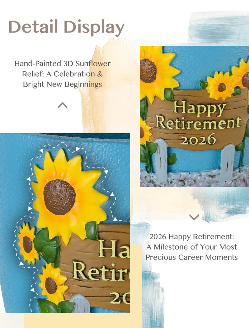 Afigurna Retirement Gifts for Woman: Happy Retirement Gifts for Women Nurse Teacher Coworker - Unique Retired Garden Gifts for Decoration - Hand-Painted Plant Pot Present with Gift Box and Card - Image 4