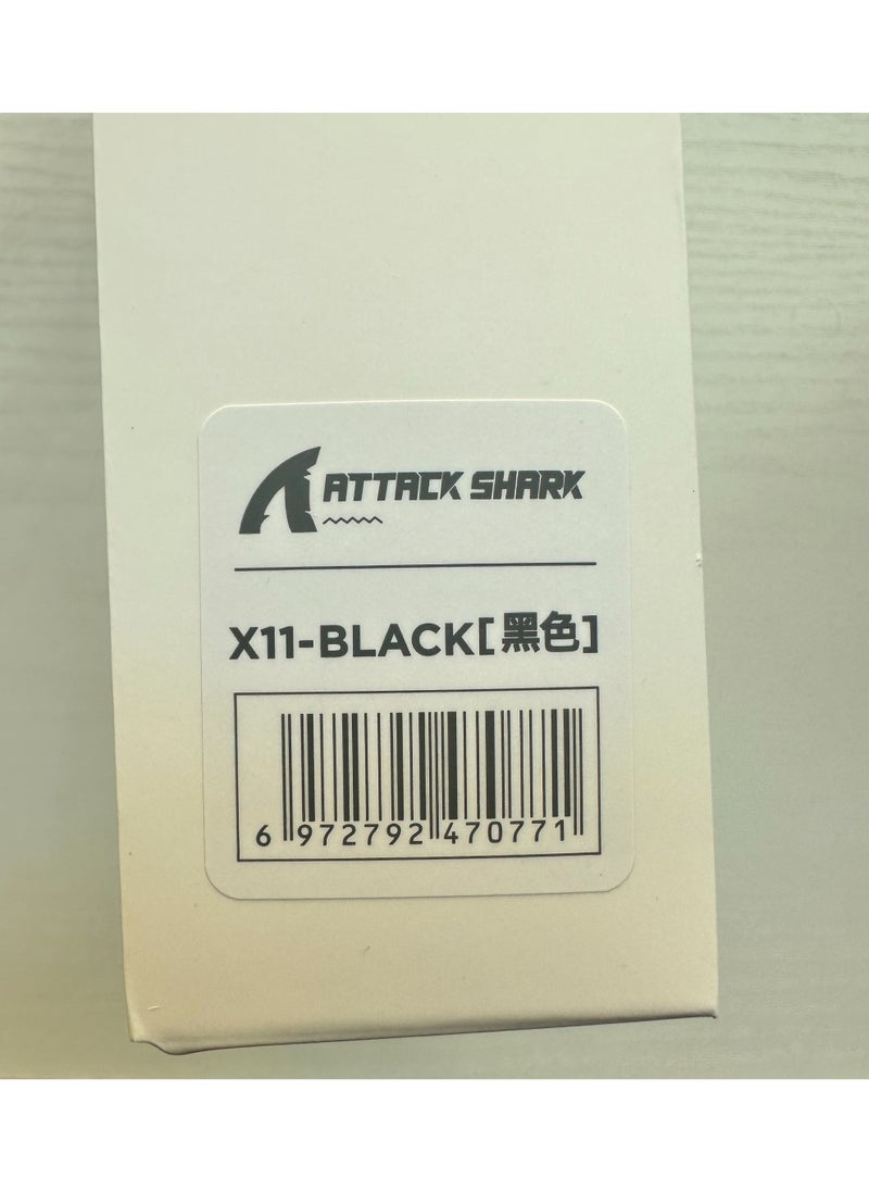 ماوس العاب لاسلكي خفيف الوزن X11 من Attack Shark مع قاعدة شحن RGB، وضع ثلاثي 2.4G/USB-C سلكي/بلوتوث، 22K DPI، مستشعر بصري PAW3311، مفتاح هويو، 5 ازرار قابلة للبرمجة للكمبيوتر/ماك (أسود)