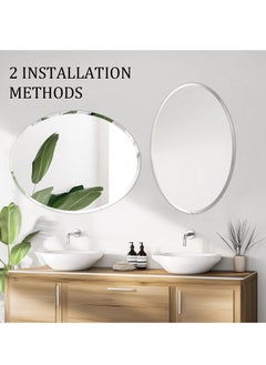 WISFOR Oval Frameless Beveled Bathroom Mirror, Horizontal or Vertical Vanity Mirror for Bathroom, Living Room & Entryway, Smooth Edge Makeup Mirror  - Image 5