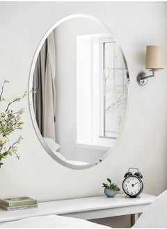 WISFOR Oval Frameless Beveled Bathroom Mirror, Horizontal or Vertical Vanity Mirror for Bathroom, Living Room & Entryway, Smooth Edge Makeup Mirror  - Image 4