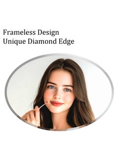 WISFOR Oval Frameless Beveled Bathroom Mirror, Horizontal or Vertical Vanity Mirror for Bathroom, Living Room & Entryway, Smooth Edge Makeup Mirror  - Image 3