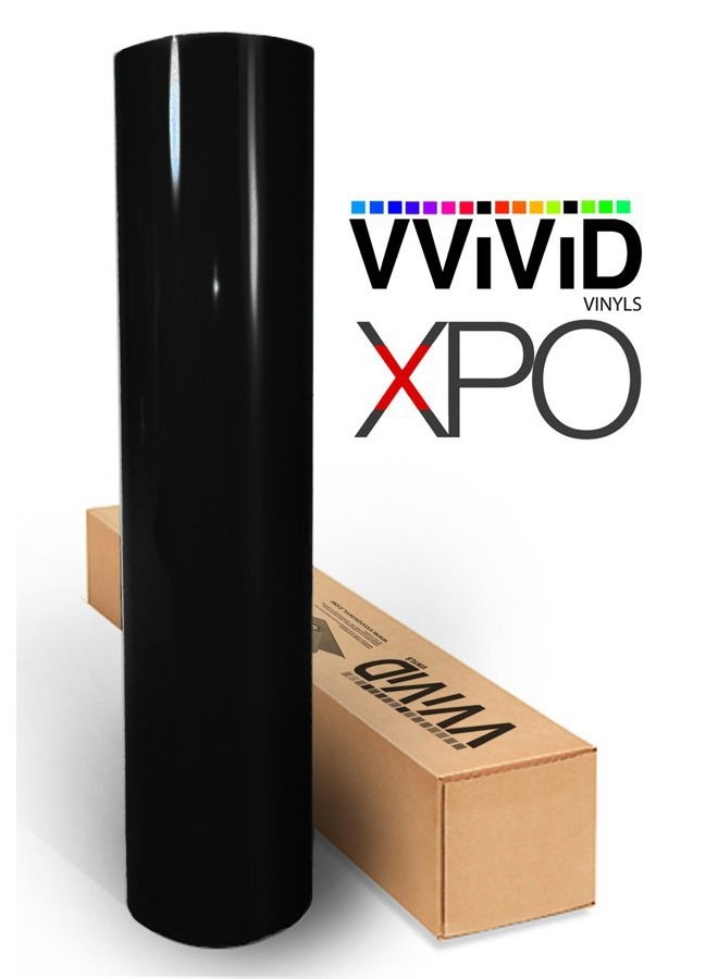 VViViD XPO High Natural Black Gloss Microfinish Vinyl (3.4 MIL) Wrap Roll - 12" x 60" - Image 1