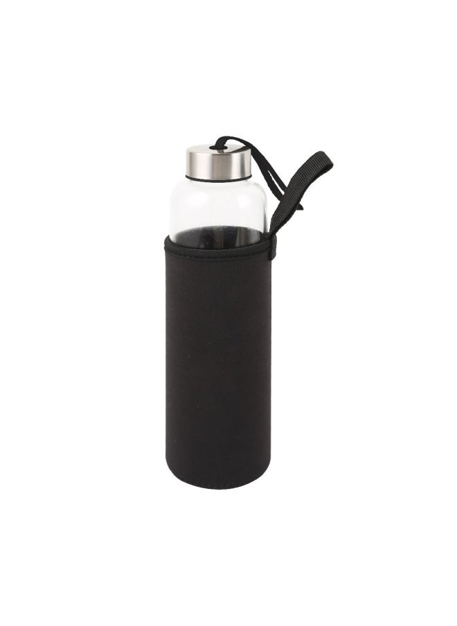 DANUBE HOME - Danube Essential Borosilicate Glass Sport Bottle with grey cloth Portable And Leak Resistant Bottle Ideal For School Home Office Travel Sport Gym Etc 600ml 6.3 x 6.3 x 23.5 Hcm - Image 1