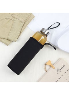 DANUBE HOME Danube Essential Borosilicate Glass Sport Bottle with grey cloth Portable And Leak Resistant Bottle Ideal For School Home Office Travel Sport Gym Etc 600ml 6.3 x 6.3 x 23.5 Hcm  - Image 1