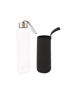 DANUBE HOME Danube Essential Borosilicate Glass Sport Bottle with grey cloth Portable And Leak Resistant Bottle Ideal For School Home Office Travel Sport Gym Etc 600ml 6.3 x 6.3 x 23.5 Hcm  - Image 2