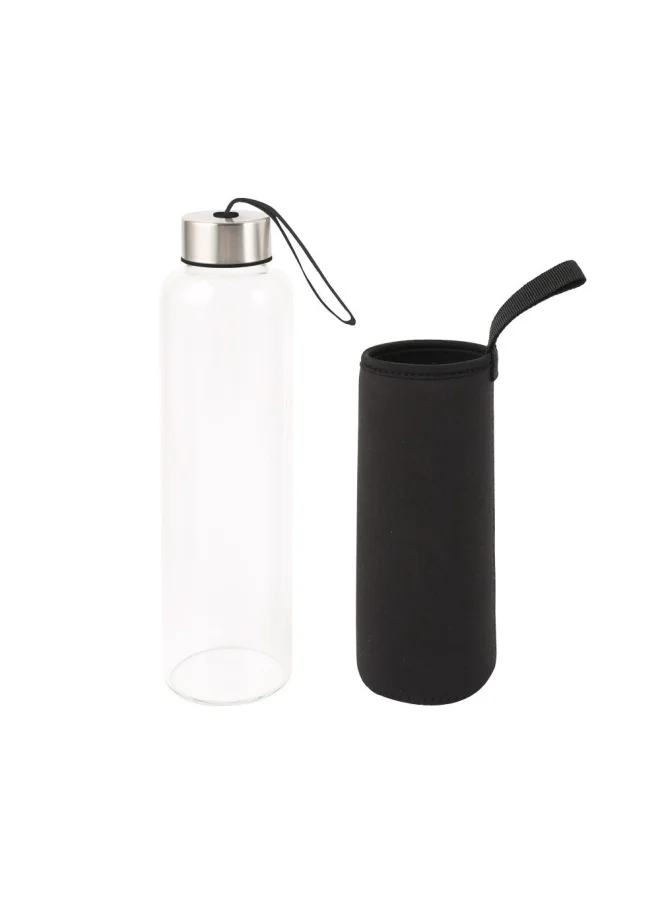 دانوب هوم Danube Essential Borosilicate Glass Sport Bottle with grey cloth Portable And Leak Resistant Bottle Ideal For School Home Office Travel Sport Gym Etc 600ml 6.3 x 6.3 x 23.5 Hcm