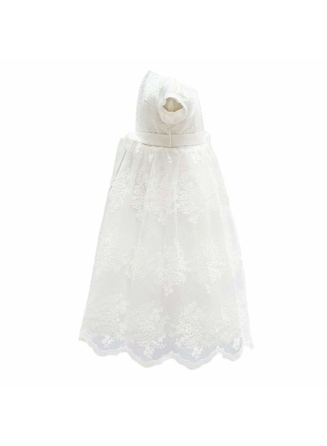 Glamulice Baby Girls Christening Baptism Dress Newborn Floral Embroidered Lace Dresses for Toddler, Off-white, 6-12 Months - Image 5