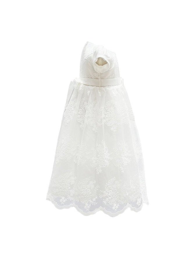 Glamulice Baby Girls Christening Baptism Dress Newborn Floral Embroidered Lace Dresses for Toddler, Off-white, 6-12 Months - Image 4
