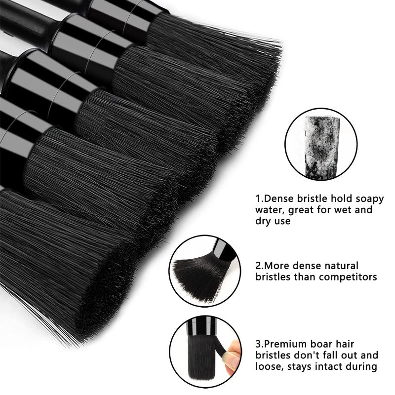 HMPLL 9pcs Auto Car Detailing Brush Set Car Interior Cleaning Kit includes 5 Soft Premium Detail Brush, 3 Wire Brush & 1 Vent Cleaning Brush for Cleaning Interior, Dashboard, Engines, Leather, Wheel - Image 2