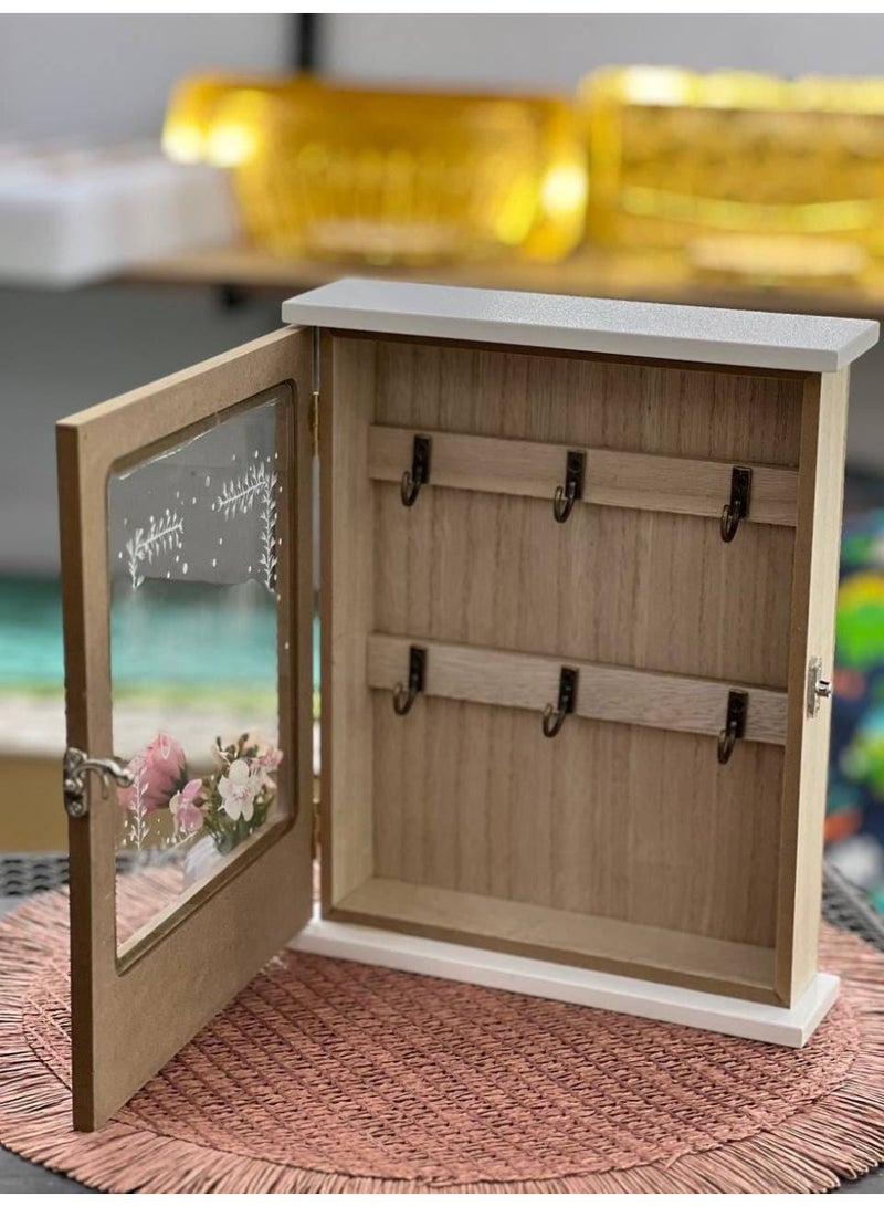 علبة مفاتيح خشب 6 عليقة داخلية - Image 2