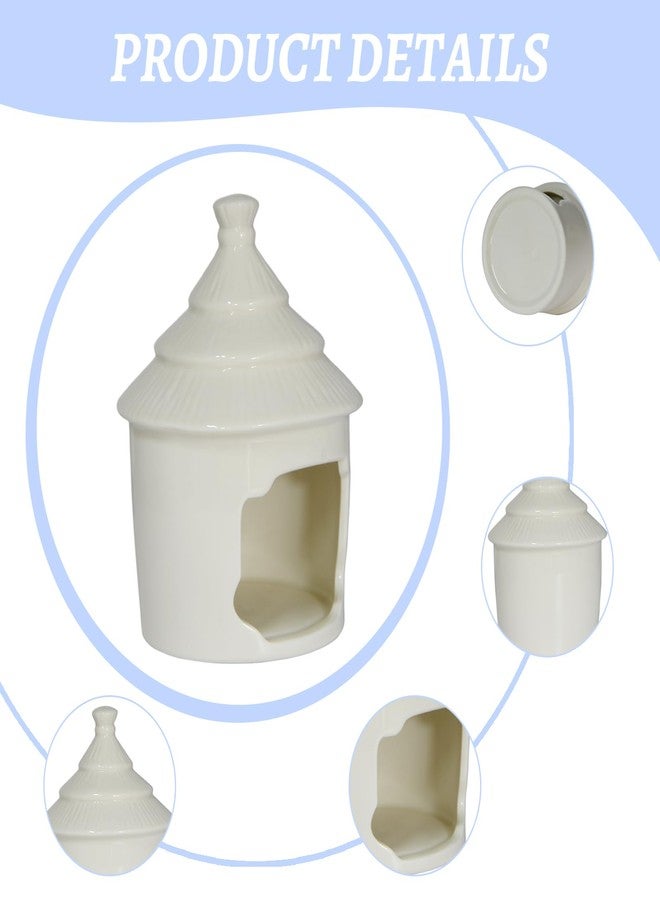Saim Cute Aquarium Decorations Ceramic Palace Little Grass Hut Shaped Toad House, Betta Fish Tank Accessory Decor Ornament Hideout Pleco Cave for Fish Playing or Hiding - White - Image 3