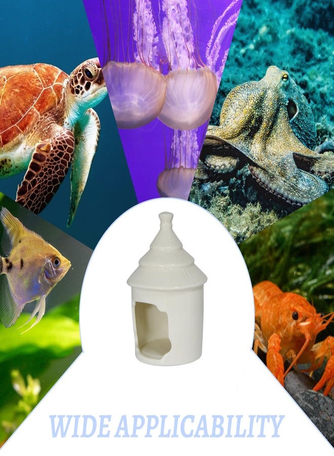 Saim Cute Aquarium Decorations Ceramic Palace Little Grass Hut Shaped Toad House, Betta Fish Tank Accessory Decor Ornament Hideout Pleco Cave for Fish Playing or Hiding - White - Image 5