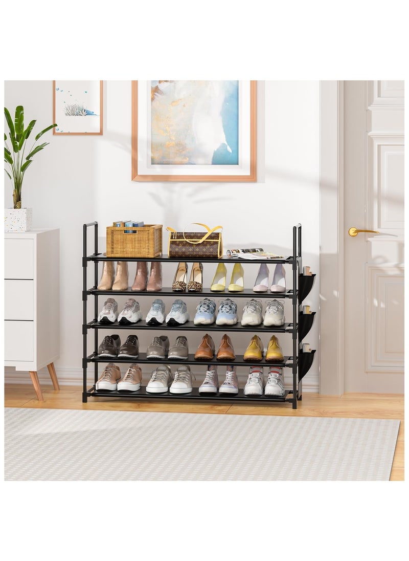 NNEWVANTE Shoe Rack 5 Tier Shoe Organizer Shoe Storage 20-25 Pairs Shoe Rack for Closet Shoe Rack Organizer Entryway Shoe Holder Space Saving Shoe Shelf Shoe Stand Large Tall Shoe Tower Garage Door  - Image 2