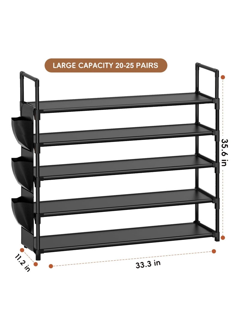 NNEWVANTE Shoe Rack 5 Tier Shoe Organizer Shoe Storage 20-25 Pairs Shoe Rack for Closet Shoe Rack Organizer Entryway Shoe Holder Space Saving Shoe Shelf Shoe Stand Large Tall Shoe Tower Garage Door  - Image 3