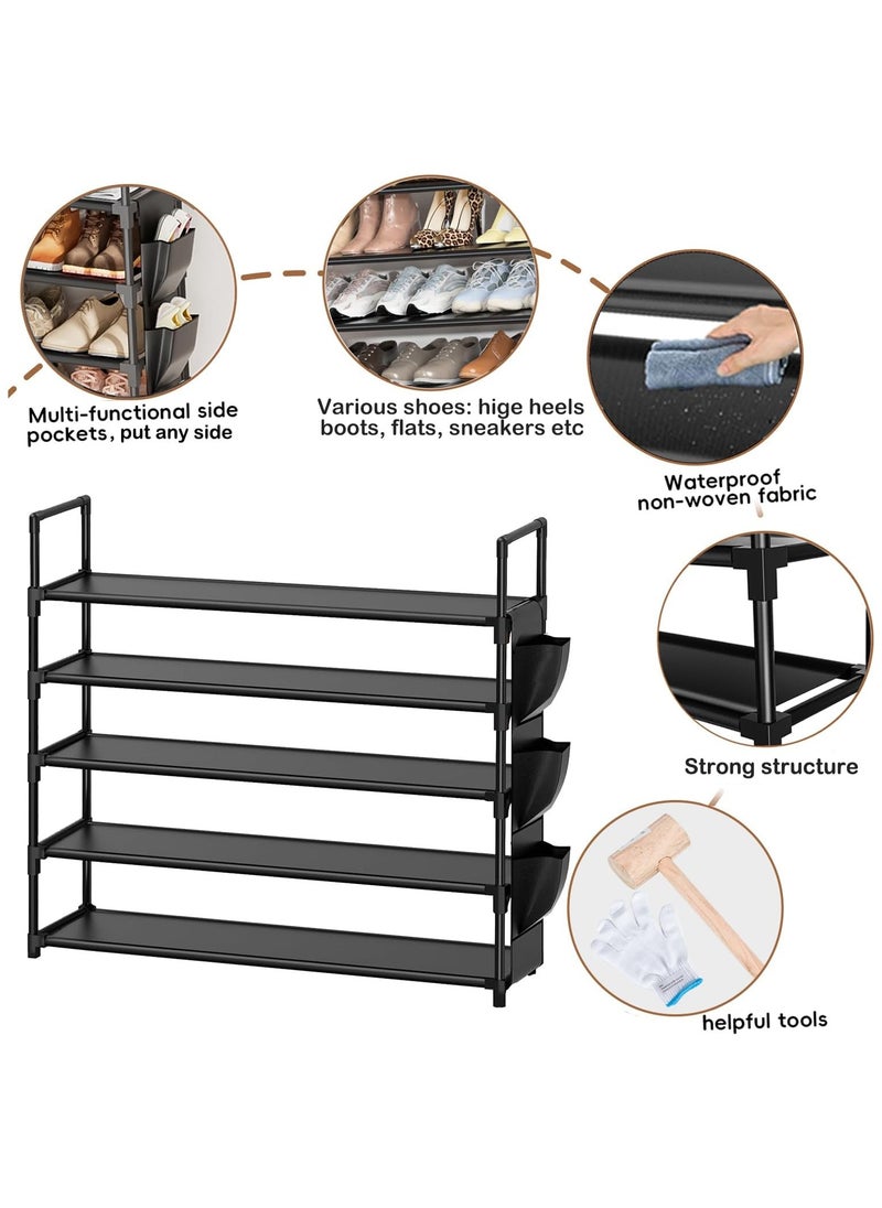 NNEWVANTE Shoe Rack 5 Tier Shoe Organizer Shoe Storage 20-25 Pairs Shoe Rack for Closet Shoe Rack Organizer Entryway Shoe Holder Space Saving Shoe Shelf Shoe Stand Large Tall Shoe Tower Garage Door  - Image 5