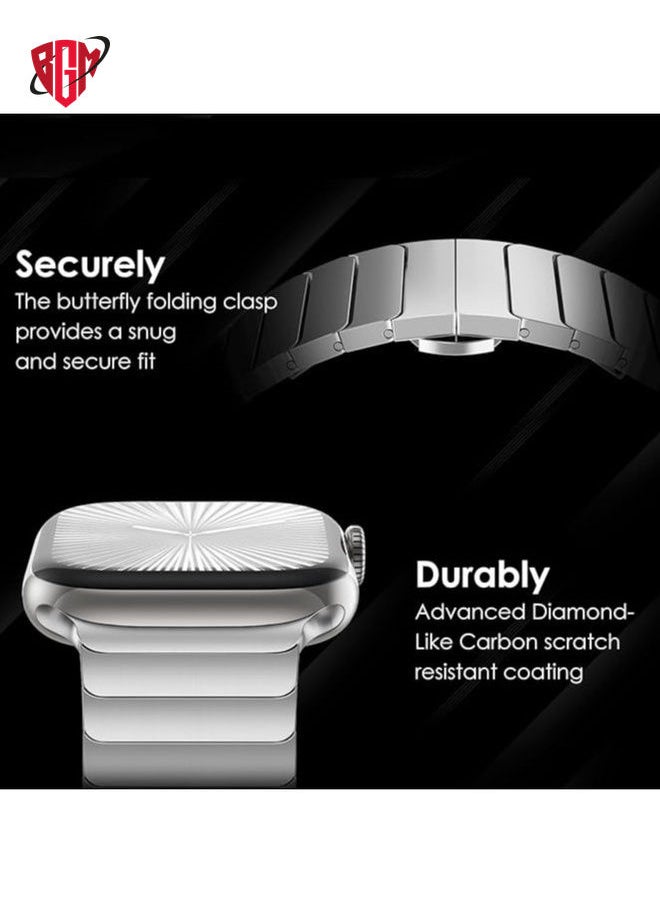 BGM - Stainless Steel Strap For iWatch 49mm 46mm 45mm 44mm 42mm, Replacement Band Compatible For Apple Watch Series Ultra 3 | Ultra 2 | Ultra | 10 9 8 7 SE 6 5 4 3 2 1 - Silver - Image 1