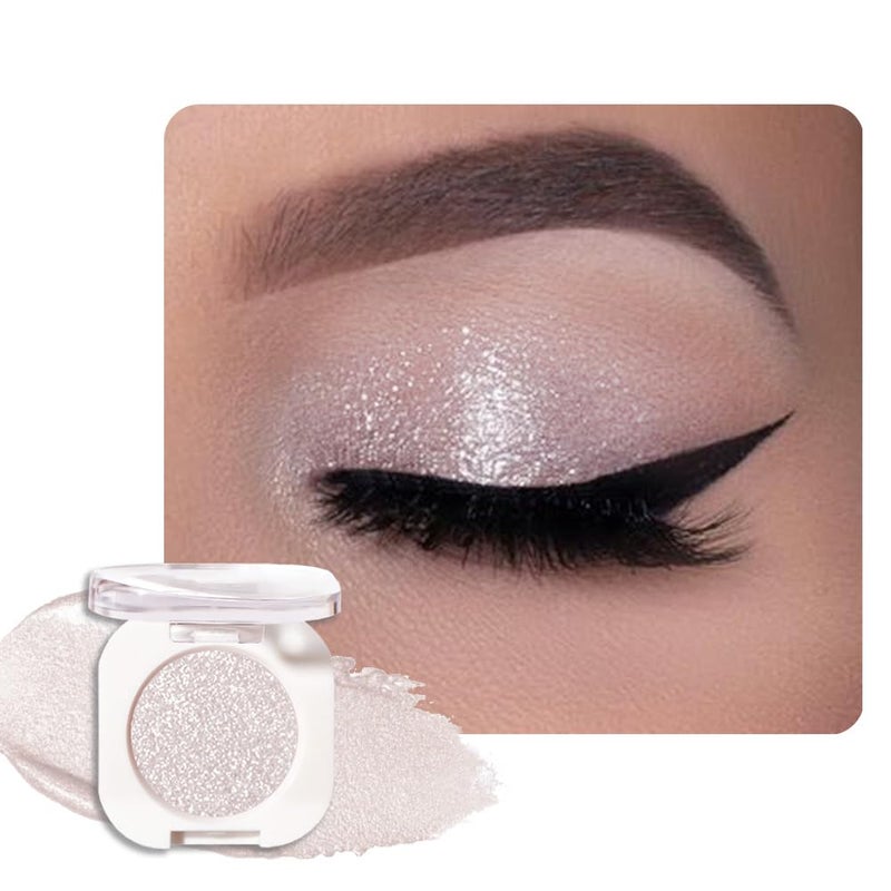 HHLTOH Pear White Single Cream Shimmer Eyeshadow Makeup, Sheer White Glitter Eye Shadow for Mature Skin, Singles Eyeshadows Palette Pigmented Waterproof, sombras para ojos, Vegan & Cruelty-Free - Image 1