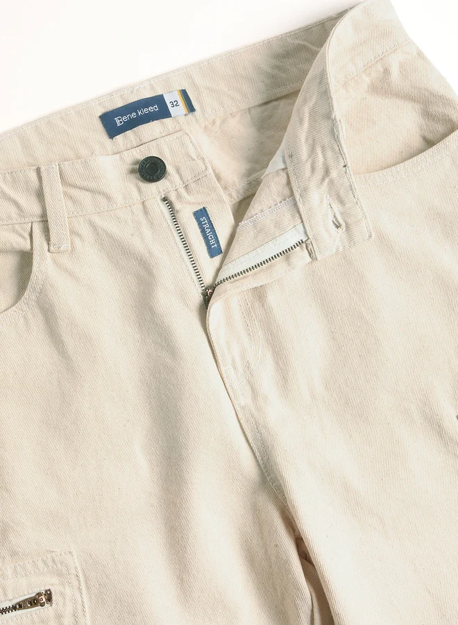 Styli Men Mid Rise Straight Fit Cargo Jeans By Bene Kleed
