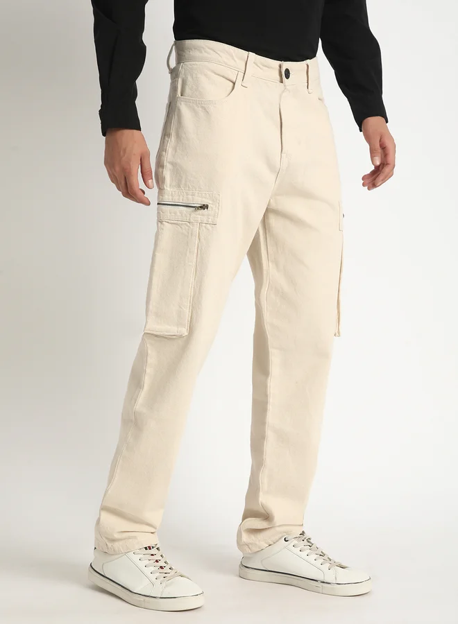 Styli Men Mid Rise Straight Fit Cargo Jeans By Bene Kleed