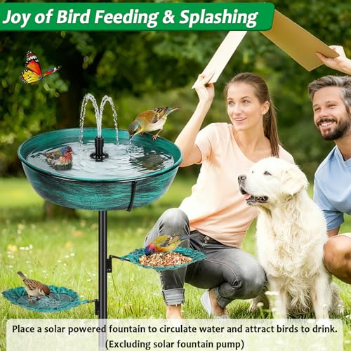 Olpchee Metal Bird Bath for Outdoor - Garden Bird Bath with Removable Bowl Heavy-Duty Base, Winter Birdbath Feeder Rust-Proof Birdbaths for Garden Yard Lawn Decor, Easy to Install(Green) - Image 2