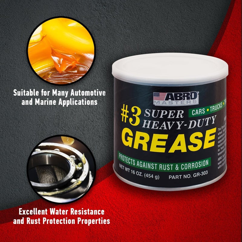 ABRO Masters Super Heavy-Duty #3 Wheel Bearing Grease, 16oz - Sodium-Based Multi-Purpose Lubricant - Image 5