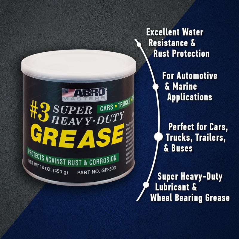 ABRO Masters Super Heavy-Duty #3 Wheel Bearing Grease, 16oz - Sodium-Based Multi-Purpose Lubricant - Image 3