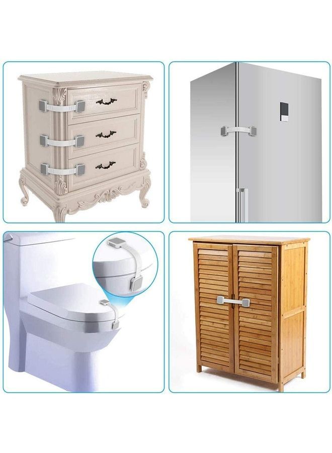 قفل أمان للأدراج لحماية الأطفال، 6 قطع أبيض - Image 4