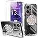 Nijiadi for Xiaomi Redmi Note 13 Pro Plus 5G Phone Case with Glass Screen Protector 360 Rotatable Ring Holder Kickstand Non Yellowing Transparent 4 Corners Shockproof Protective Phone Cover Case Clear - Image 2