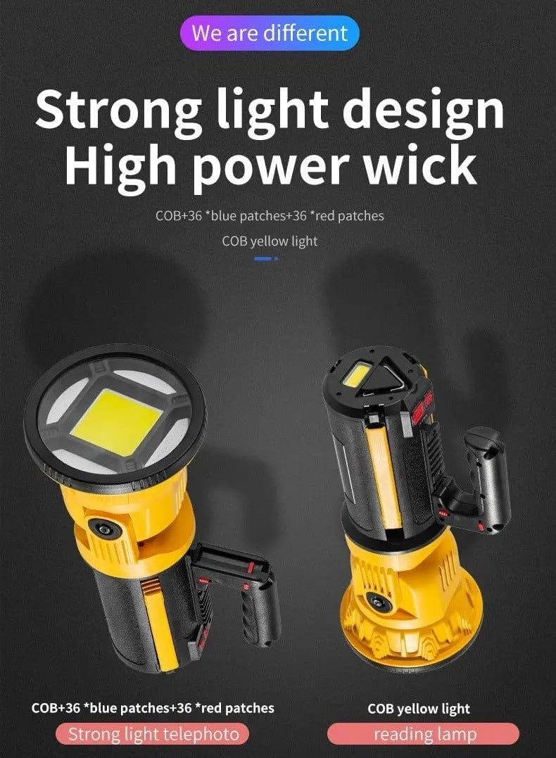 COB Torch Light – Portable USB Rechargeable Flashlight – Long-Range Handheld Spotlight – Waterproof Outdoor Lantern for Camping & Search  - Image 4