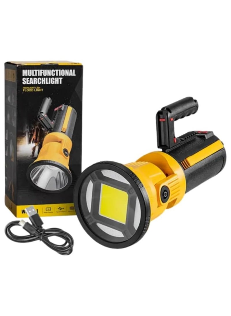 COB Torch Light – Portable USB Rechargeable Flashlight – Long-Range Handheld Spotlight – Waterproof Outdoor Lantern for Camping & Search  - Image 1