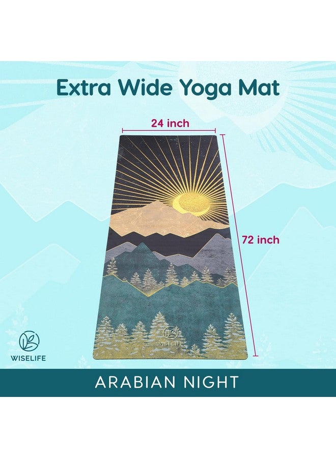 Wiselife MicroFiber & Natural Rubber Foldable Yoga Mat + Carry Strap | Extra Thick Extra Long,Extra Wide Exercise floor Mat For Gym, Workout, Fitness | Natural Rubber Yoga Mat (1MM, Arabian Night) - Image 3