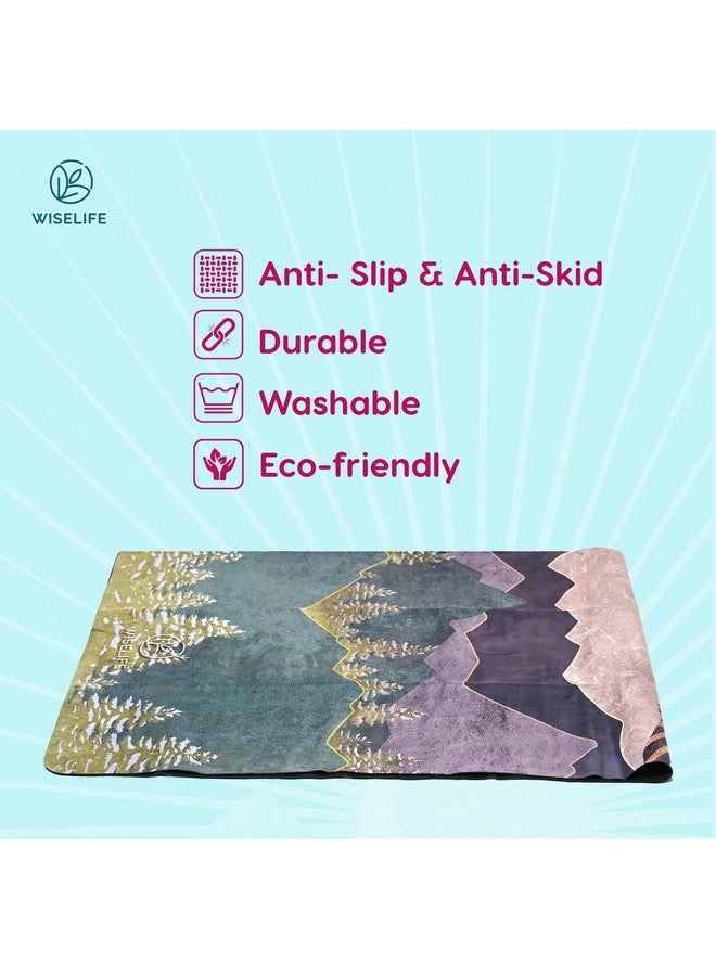 Wiselife MicroFiber & Natural Rubber Foldable Yoga Mat + Carry Strap | Extra Thick Extra Long,Extra Wide Exercise floor Mat For Gym, Workout, Fitness | Natural Rubber Yoga Mat (1MM, Arabian Night) - Image 2