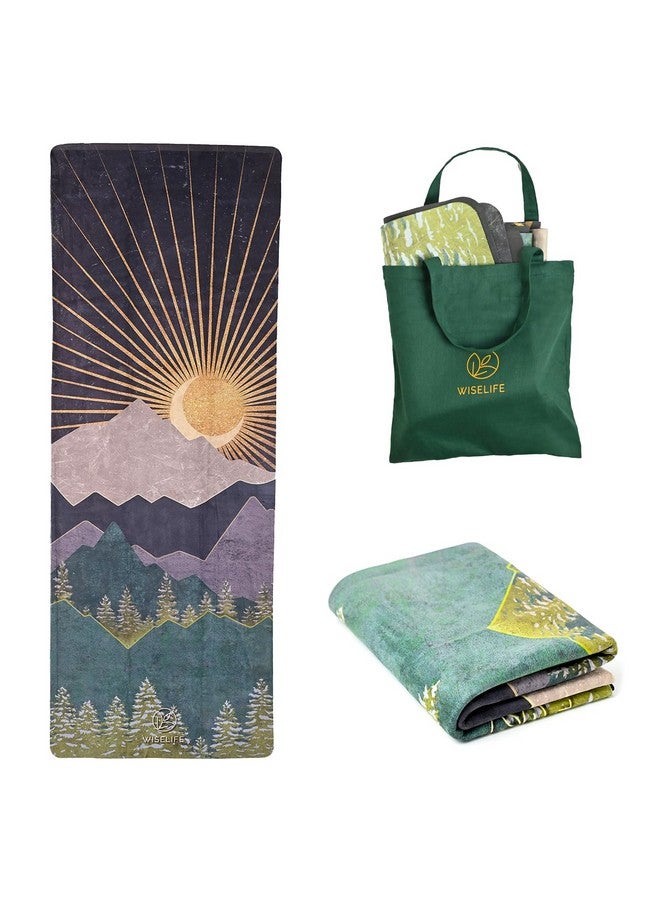 Wiselife MicroFiber & Natural Rubber Foldable Yoga Mat + Carry Strap | Extra Thick Extra Long,Extra Wide Exercise floor Mat For Gym, Workout, Fitness | Natural Rubber Yoga Mat (1MM, Arabian Night) - Image 1