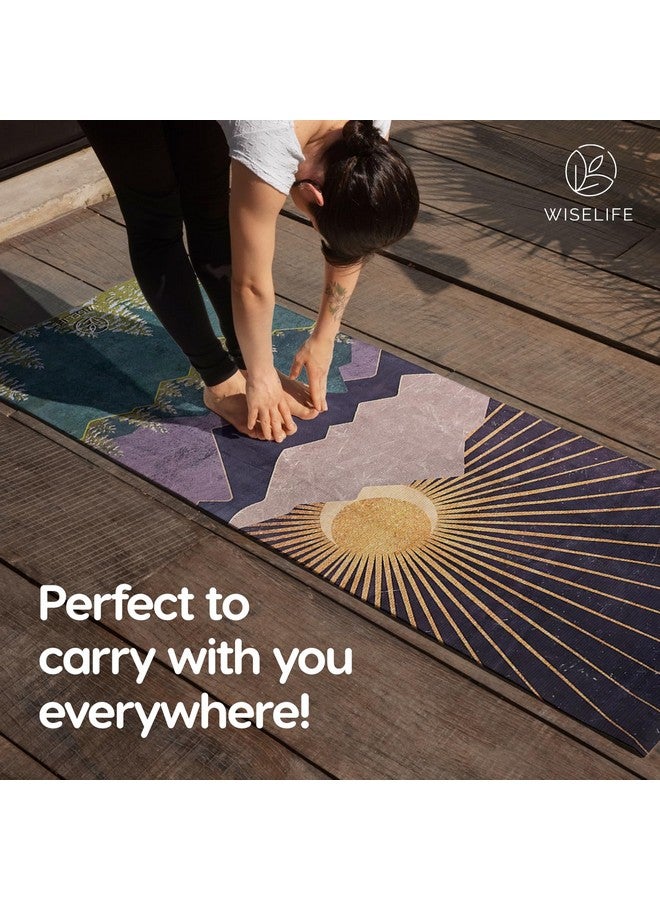 Wiselife MicroFiber & Natural Rubber Foldable Yoga Mat + Carry Strap | Extra Thick Extra Long,Extra Wide Exercise floor Mat For Gym, Workout, Fitness | Natural Rubber Yoga Mat (1MM, Arabian Night) - Image 4